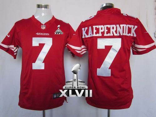  49ers #7 Colin Kaepernick Red Team Color Super Bowl XLVII Men's Stitched NFL Game Jersey