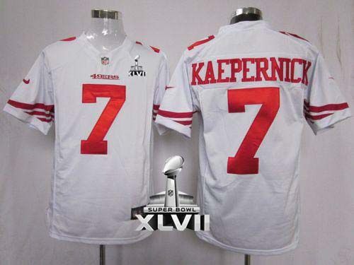  49ers #7 Colin Kaepernick White Super Bowl XLVII Men's Stitched NFL Game Jersey