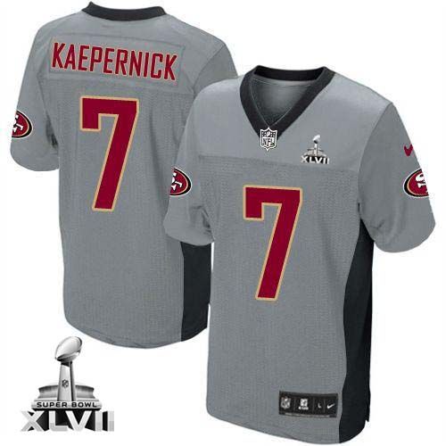  49ers #7 Colin Kaepernick Grey Shadow Super Bowl XLVII Men's Stitched NFL Elite Jersey