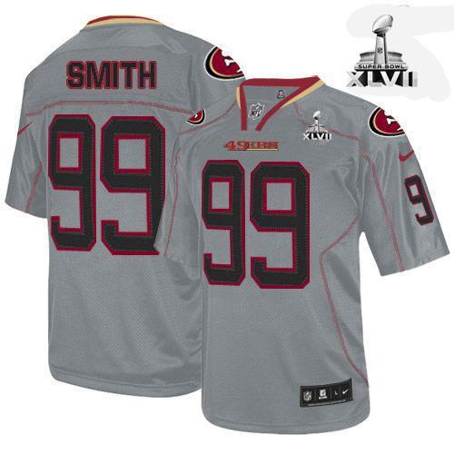  49ers #99 Aldon Smith Lights Out Grey Super Bowl XLVII Men's Stitched NFL Elite Jersey
