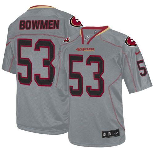  49ers #53 NaVorro Bowman Lights Out Grey Men's Stitched NFL Elite Jersey