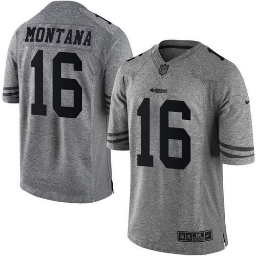  49ers #16 Joe Montana Gray Men's Stitched NFL Limited Gridiron Gray Jersey