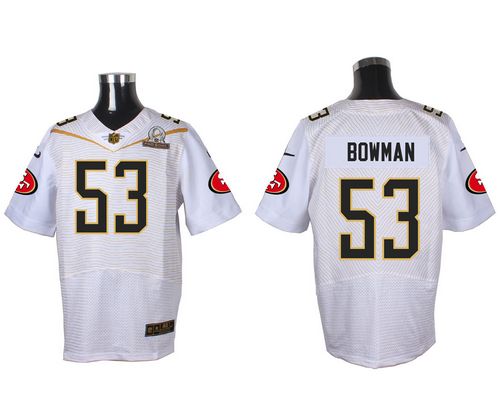  49ers #53 NaVorro Bowman White 2016 Pro Bowl Men's Stitched NFL Elite Jersey