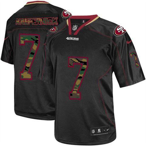 49ers #7 Colin Kaepernick Black Men's Stitched NFL Elite Camo Fashion Jersey