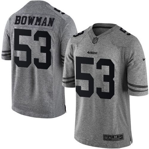  49ers #53 NaVorro Bowman Gray Men's Stitched NFL Limited Gridiron Gray Jersey