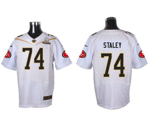  49ers #74 Joe Staley White 2016 Pro Bowl Men's Stitched NFL Elite Jersey