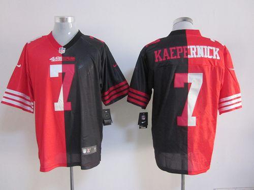  49ers #7 Colin Kaepernick Black/Red Men's Stitched NFL Elite Split Jersey