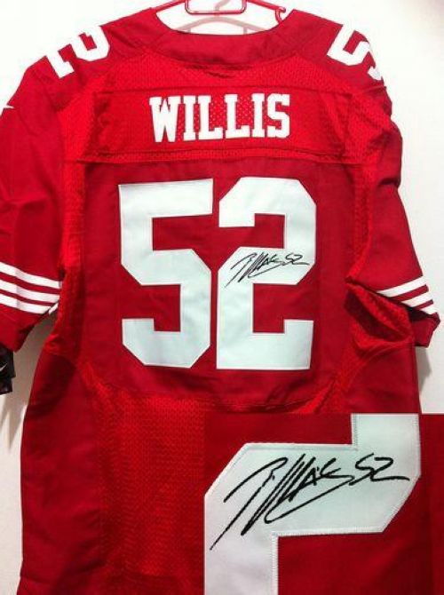  49ers #52 Patrick Willis Red Team Color Men's Stitched NFL Elite Autographed Jersey