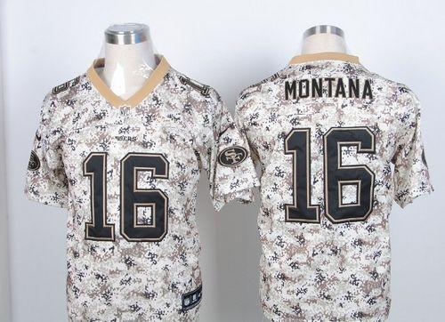  49ers #16 Joe Montana Camo USMC Men's Stitched NFL Elite Jersey