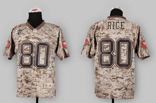 49ers #80 Jerry Rice Camo USMC Men's Stitched NFL Elite Jersey