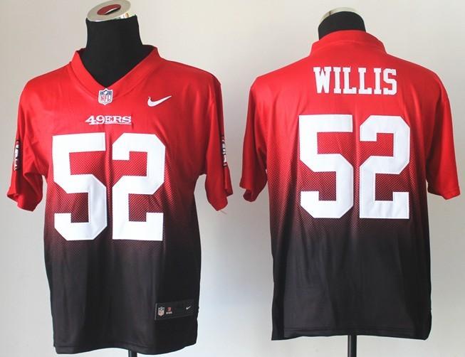 49ers #52 Patrick Willis Red/Black Men's Stitched NFL Elite Fadeaway Fashion Jersey