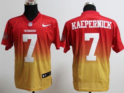  49ers #7 Colin Kaepernick Red/Gold Men's Stitched NFL Elite Fadeaway Fashion Jersey