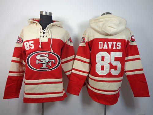  49ers #85 Vernon Davis Red Sawyer Hooded Sweatshirt NFL Hoodie