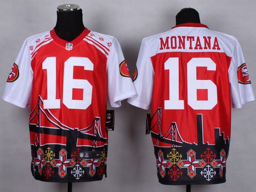  49ers #16 Joe Montana Red Men's Stitched NFL Elite Noble Fashion Jersey