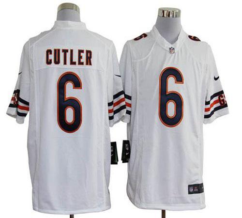  Bears #6 Jay Cutler White Men's Stitched NFL Game Jersey