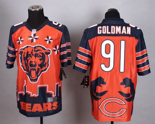  Bears #91 Eddie Goldman Orange Men's Stitched NFL Elite Noble Fashion Jersey