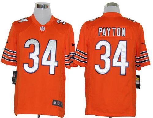  Bears #34 Walter Payton Orange Alternate Men's Stitched NFL Game Jersey