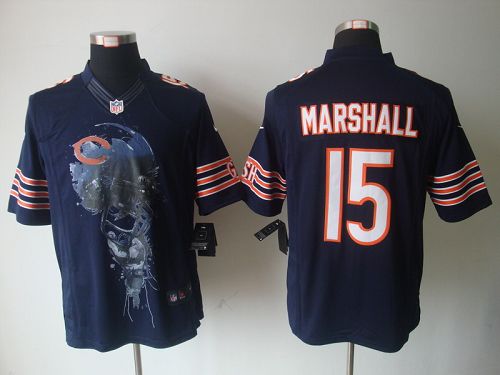  Bears #15 Brandon Marshall Navy Blue Team Color Men's Stitched NFL Helmet Tri Blend Limited Jersey