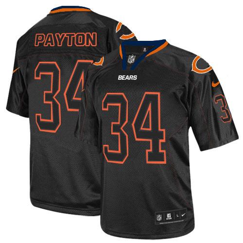  Bears #34 Walter Payton Lights Out Black Men's Stitched NFL Elite Jersey