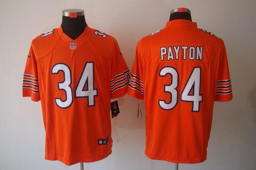  Bears #34 Walter Payton Orange Alternate Men's Stitched NFL Limited Jersey
