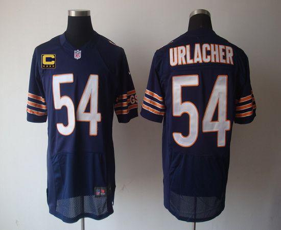  Bears #54 Brian Urlacher Navy Blue Team Color With C Patch Men's Stitched NFL Elite Jersey
