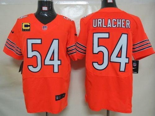  Bears #54 Brian Urlacher Orange Alternate With C Patch Men's Stitched NFL Elite Jersey
