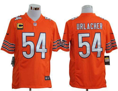  Bears #54 Brian Urlacher Orange Alternate With C Patch Men's Stitched NFL Game Jersey