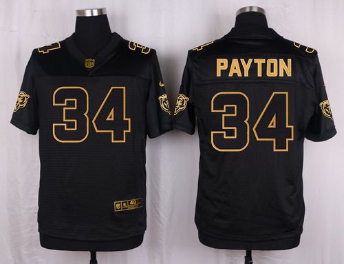  Bears #34 Walter Payton Black Men's Stitched NFL Elite Pro Line Gold Collection Jersey