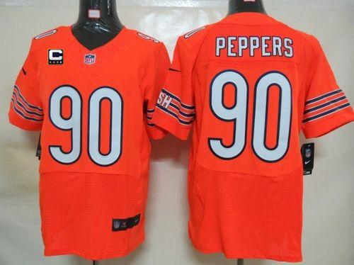  Bears #90 Julius Peppers Orange Alternate With C Patch Men's Stitched NFL Elite Jersey