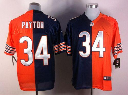  Bears #34 Walter Payton Navy Blue/Orange Men's Stitched NFL Elite Split Jersey