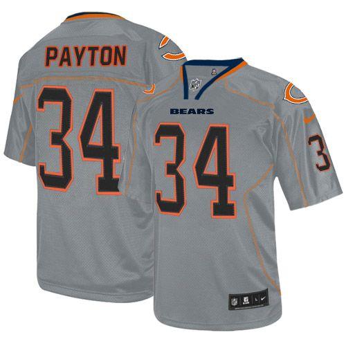  Bears #34 Walter Payton Lights Out Grey Men's Stitched NFL Elite Jersey