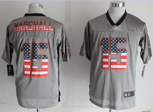  Bears #15 Brandon Marshall Grey Men's Stitched NFL Elite USA Flag Fashion Jersey