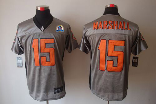  Bears #15 Brandon Marshall Grey Shadow With Hall of Fame 50th Patch Men's Stitched NFL Elite Jersey
