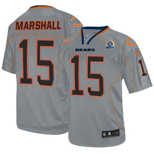  Bears #15 Brandon Marshall Lights Out Grey With Hall of Fame 50th Patch Men's Stitched NFL Elite Jersey