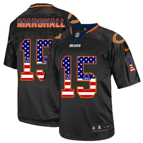  Bears #15 Brandon Marshall Black Men's Stitched NFL Elite USA Flag Fashion Jersey