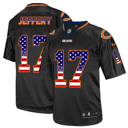  Bears #17 Alshon Jeffery Black Men's Stitched NFL Elite USA Flag Fashion Jersey