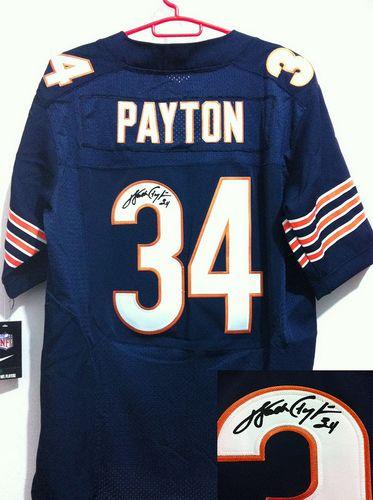  Bears #34 Walter Payton Navy Blue Team Color Men's Stitched NFL Elite Autographed Jersey