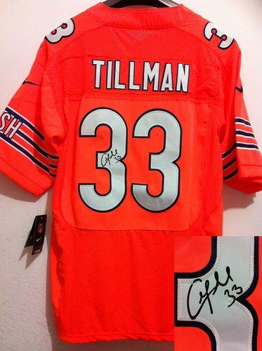  Bears #33 Charles Tillman Orange Alternate Men's Stitched NFL Elite Autographed Jersey