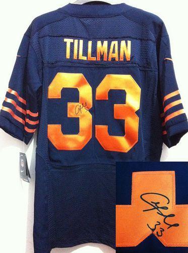  Bears #33 Charles Tillman Navy Blue 1940s Throwback Men's Stitched NFL Elite Autographed Jersey