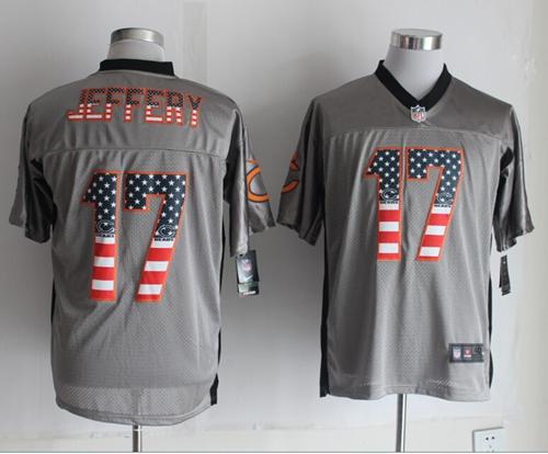  Bears #17 Alshon Jeffery Grey Men's Stitched NFL Elite USA Flag Fashion Jersey