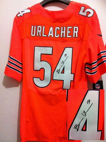  Bears #54 Brian Urlacher Orange Alternate Men's Stitched NFL Elite Autographed Jersey