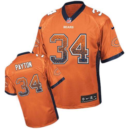  Bears #34 Walter Payton Orange Alternate Men's Stitched NFL Elite Drift Fashion Jersey