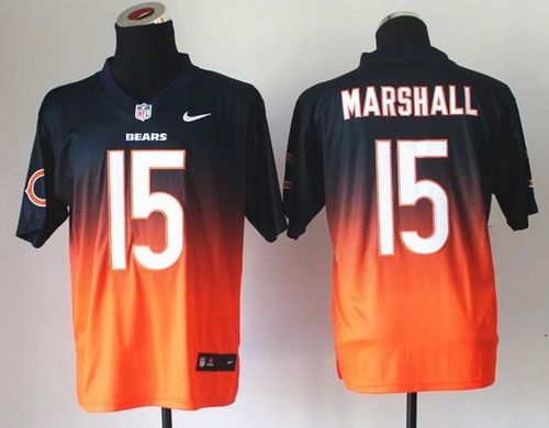  Bears #15 Brandon Marshall Navy Blue/Orange Men's Stitched NFL Elite Fadeaway Fashion Jersey