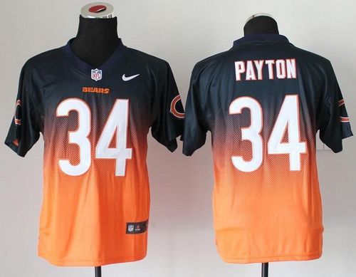  Bears #34 Walter Payton Navy Blue/Orange Men's Stitched NFL Elite Fadeaway Fashion Jersey