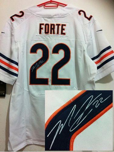 Bears #22 Matt Forte White Men's Stitched NFL Elite Autographed Jersey