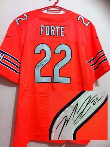 Bears #22 Matt Forte Orange Alternate Men's Stitched NFL Elite Autographed Jersey