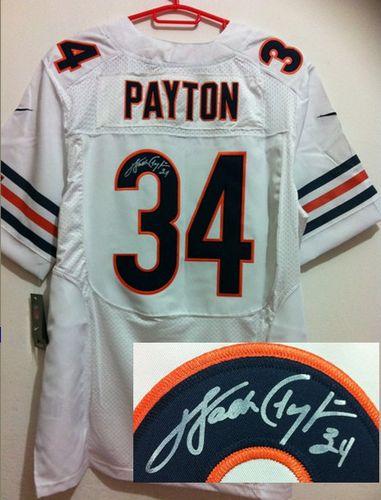  Bears #34 Walter Payton White Men's Stitched NFL Elite Autographed Jersey