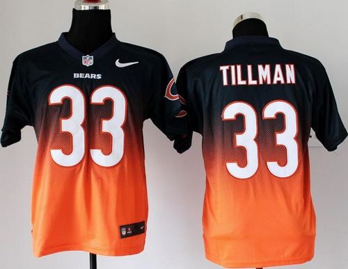  Bears #33 Charles Tillman Navy Blue/Orange Men's Stitched NFL Elite Fadeaway Fashion Jersey