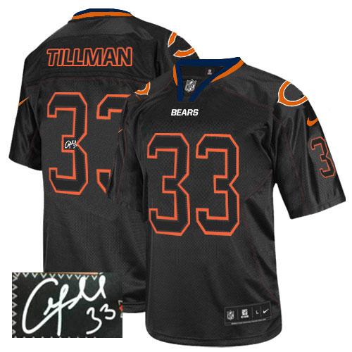  Bears #33 Charles Tillman Lights Out Black Men's Stitched NFL Elite Autographed Jersey