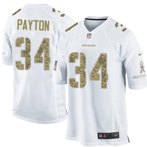  Bears #34 Walter Payton White Men's Stitched NFL Limited Salute to Service Jersey